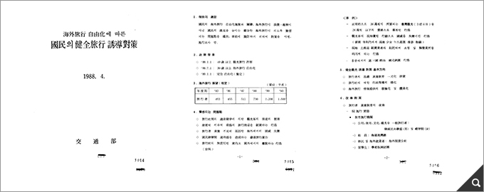 해외여행 자유화에 따른 국민의 건전여행 유도대책 참고 이미지